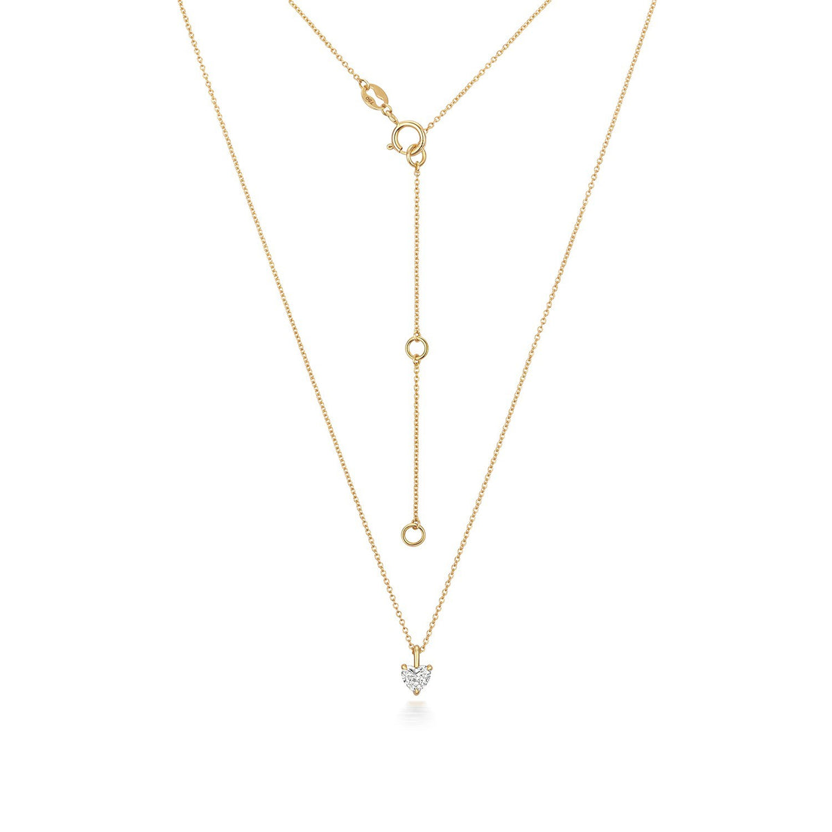 1 Natural Diamond Heart Necklace 18ct Yellow Gold Hallmarked British Made