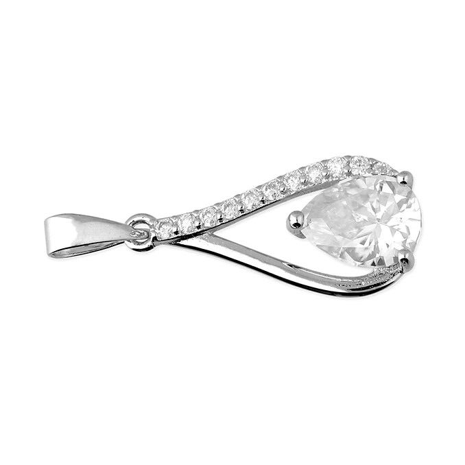 Zircon Teardrop Pendant Sterling Silver 925 Hallmarked All Chain Lengths