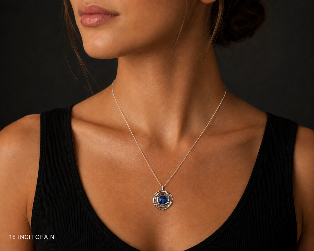 Spiderweb Sapphire Pendant Sterling Silver 925 Hallmarked All Chain Lengths