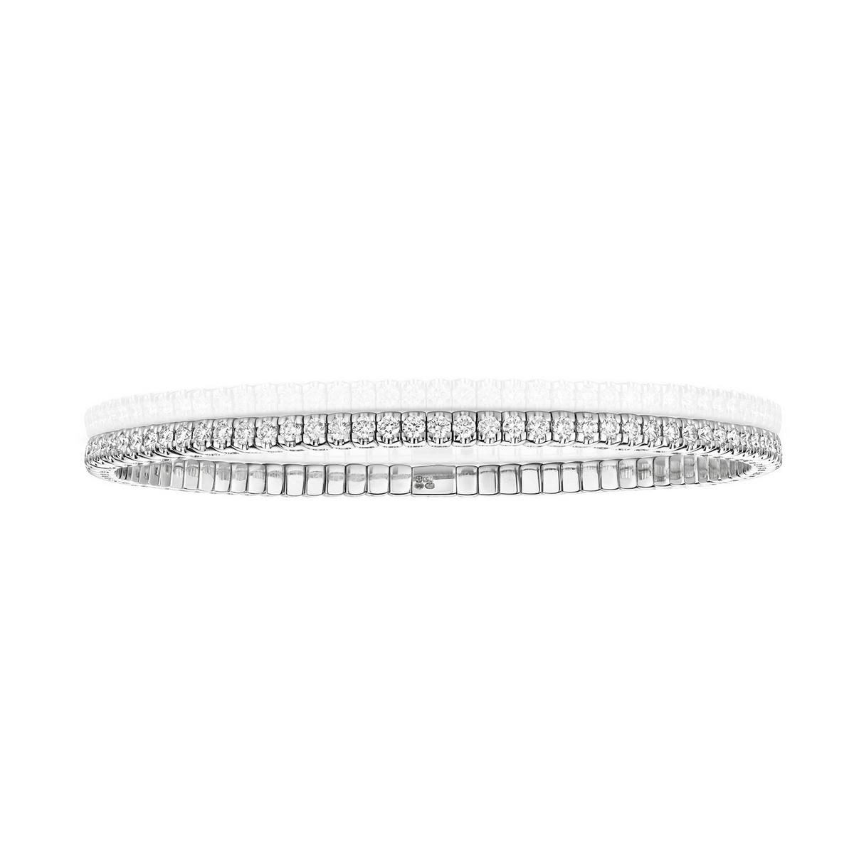 Natural Diamond 18ct White Gold Stretch Bangle 375 Hallmarked British Made