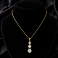 9ct Yellow Gold 3 Stone Drop Pendant Hallmarked British Made All Chain Lengths