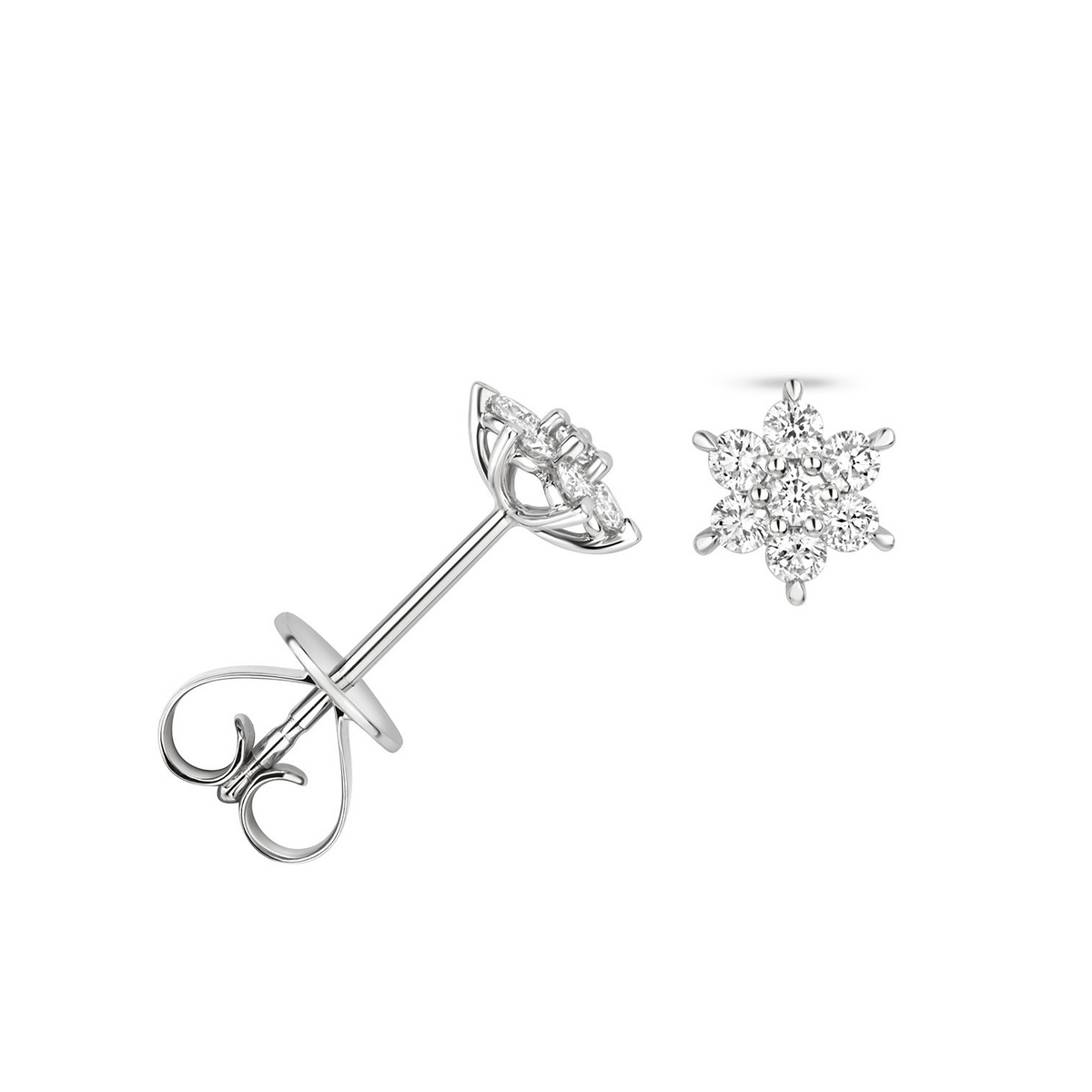 7 Natural Diamond Snowflake Earrings 18ct White Gold Hallmarked British Made