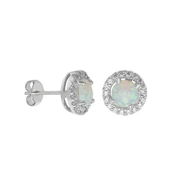 Opal Earrings Solid Sterling Silver Halo 925 Hallmark Brand New Boxed
