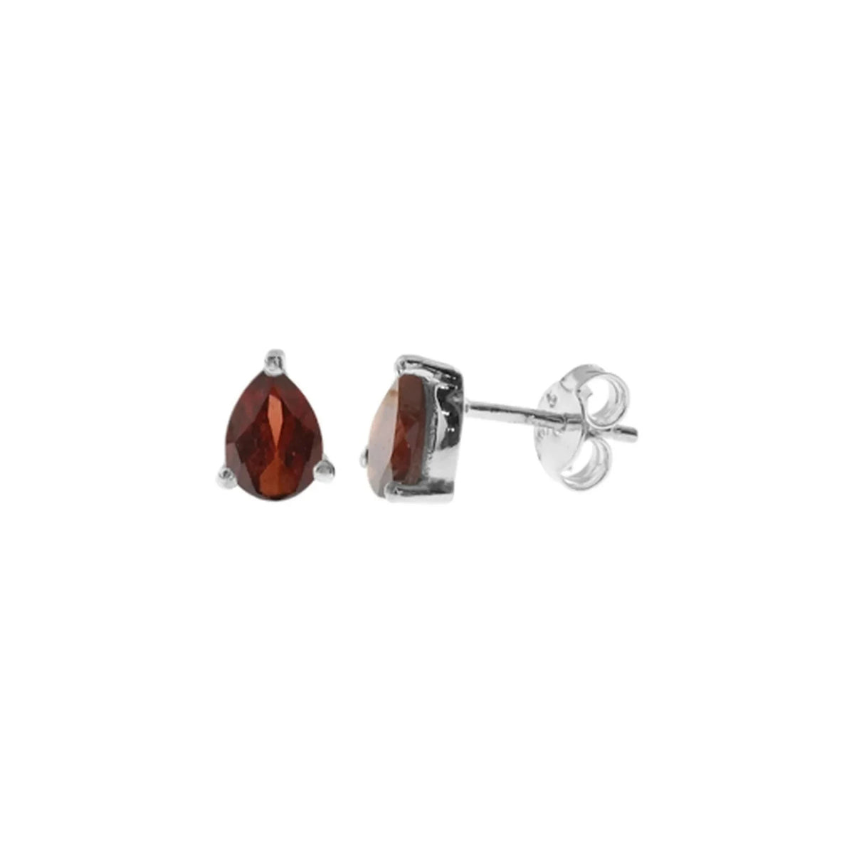 Natural Garnet Teardrop Earrings Sterling Silver 925 Hallmark Brand New Boxed
