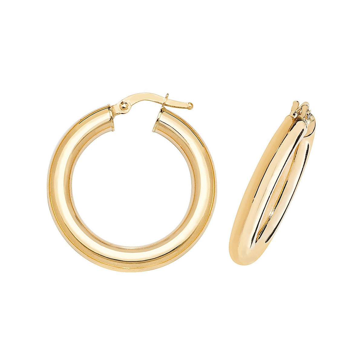 9ct Yellow Gold Tubed Hoop Earrings 375 Hallmarked 10mm - 60mm Diameter