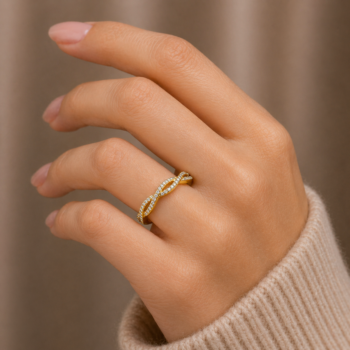 Crossover Gemstone Eternity Ring 9ct Yellow Gold Hallmarked Sizes L - Q