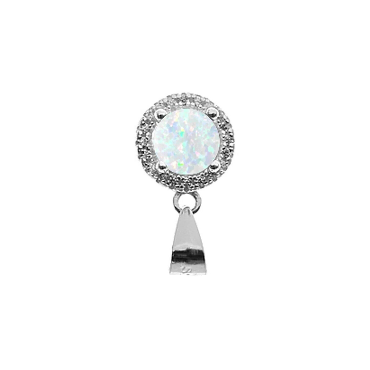 Halo White Opal Pendant Sterling Silver 925 Hallmark All Chain Lengths Brand New
