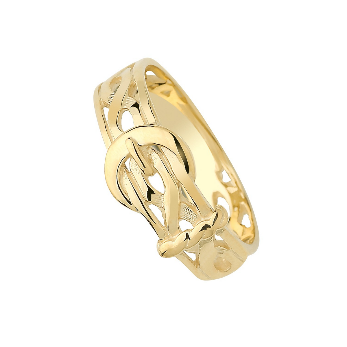Mens Solid 9ct Yellow Gold Buckle Ring 375 Hallmarked British Made