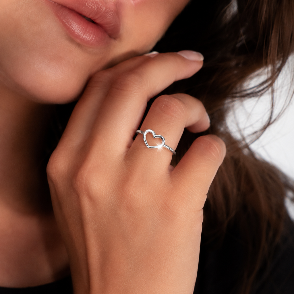 Open Heart Ring Sterling Silver 925 Hallmarked British Made Size K - R