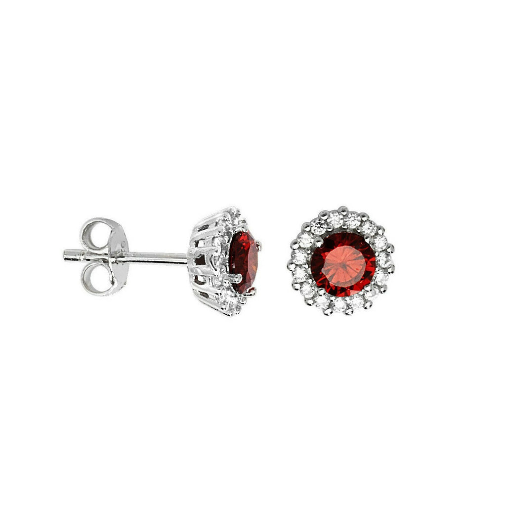 Garnet Gemstone Earrings Solid Sterling Silver 925 Hallmark Brand New Boxed