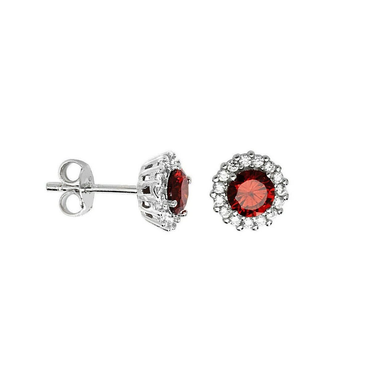 Garnet Gemstone Earrings Solid Sterling Silver 925 Hallmark Brand New Boxed