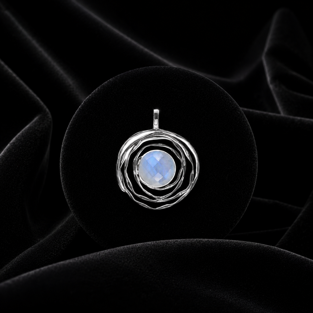 Spiderweb Moonstone Pendant Sterling Silver 925 Hallmarked All Chain Lengths