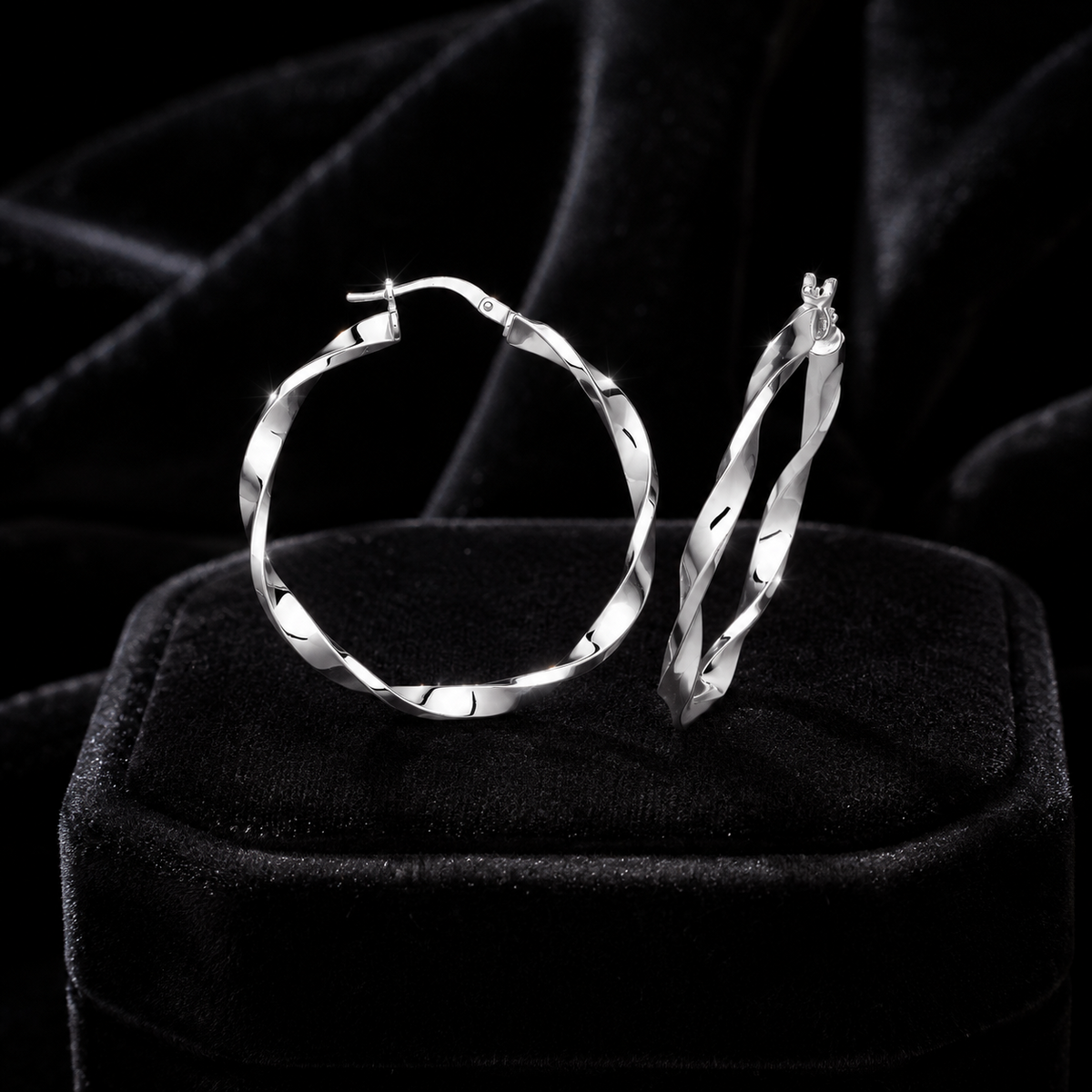 Classic Twist Sterling Silver Hoops 925 Hallmarked 20mm - 50mm Diameter