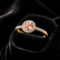 Round Halo Morganite Diamond Ring 9ct 2 Tone Gold 375 Hallmarked Sizes J - Q