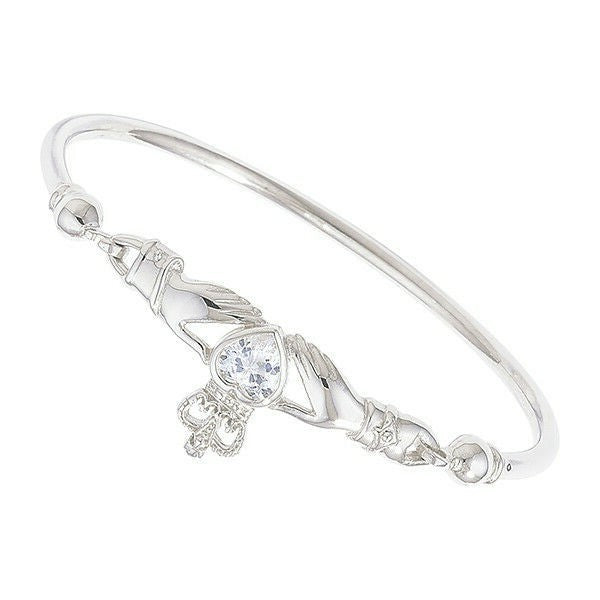 Sterling Silver Claddagh Bangle Gemstone British Made Hallmarked Brand New 