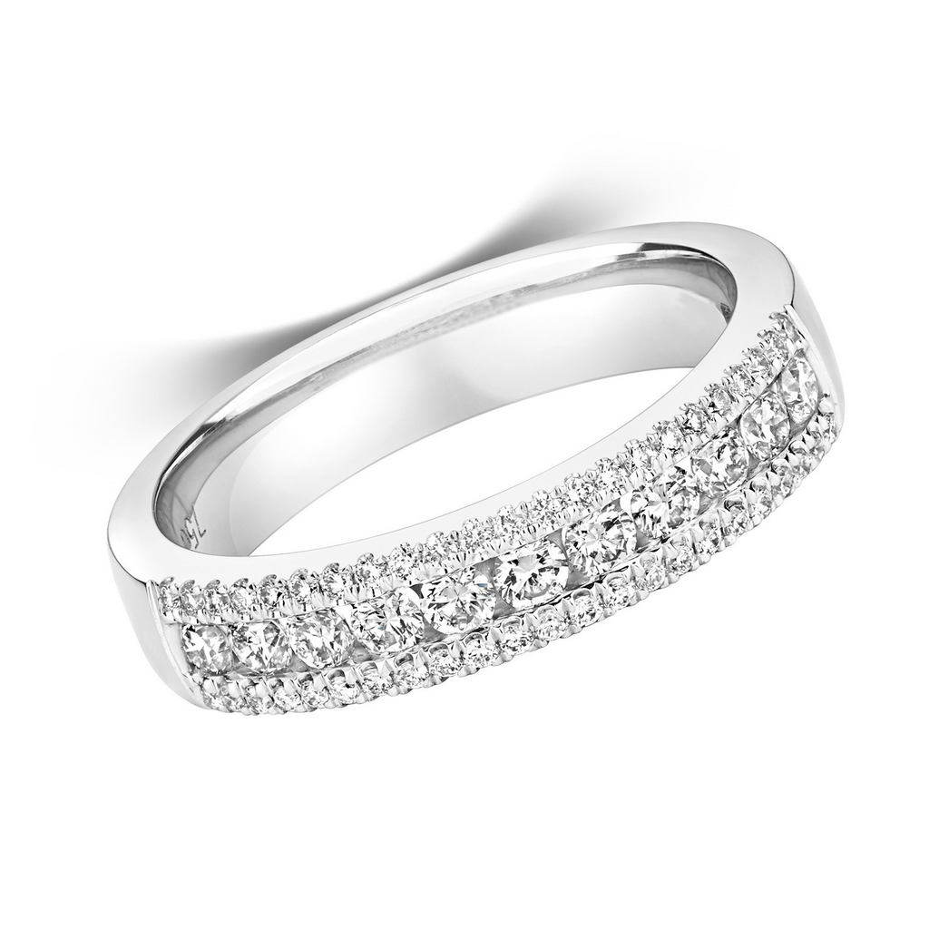 45 Natural Diamond Statement Band Ring 18ct White Gold Hallmarked Sizes J - Q