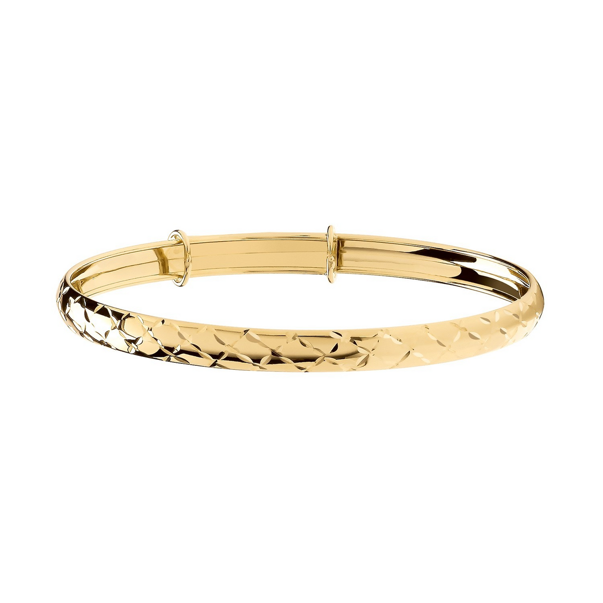 9ct Yellow Gold DC Expandable Bangle 375 Hallmarked British Made Brand New