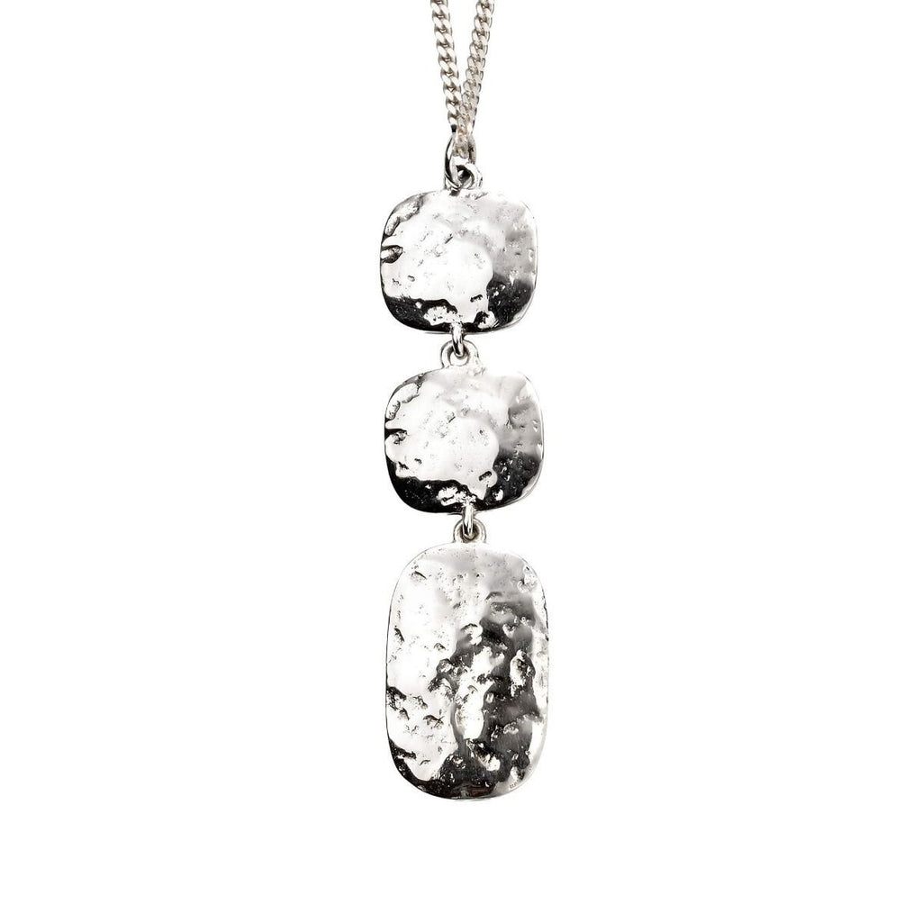 Triple Drop Hammered Pendant Sterling Silver 925 Hallmarked All Chain Lengths