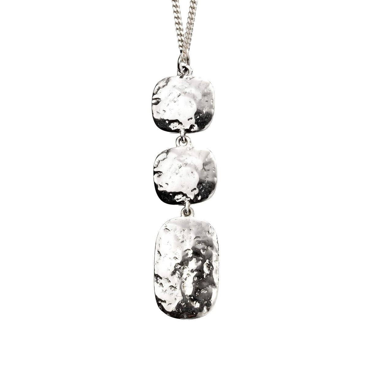Triple Drop Hammered Pendant Sterling Silver 925 Hallmarked All Chain Lengths