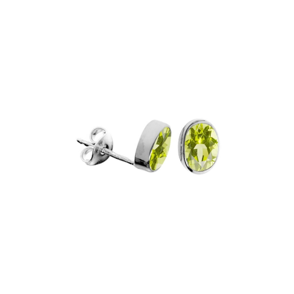 6mm Natural Oval Peridot Earrings Sterling Silver 925 Hallmarked Brand New