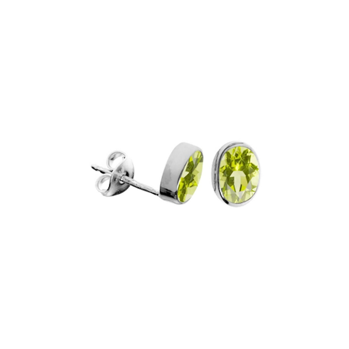 6mm Natural Oval Peridot Earrings Sterling Silver 925 Hallmarked Brand New