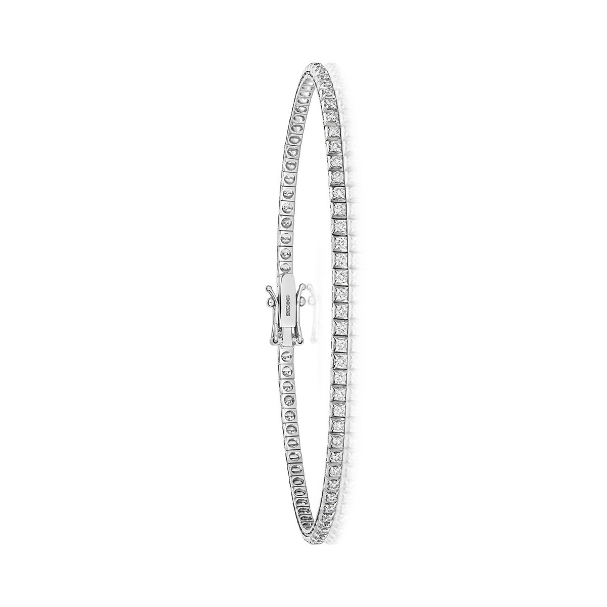 Natural Diamond 18ct White Gold Tennis Bracelet 375 Hallmarked British Made