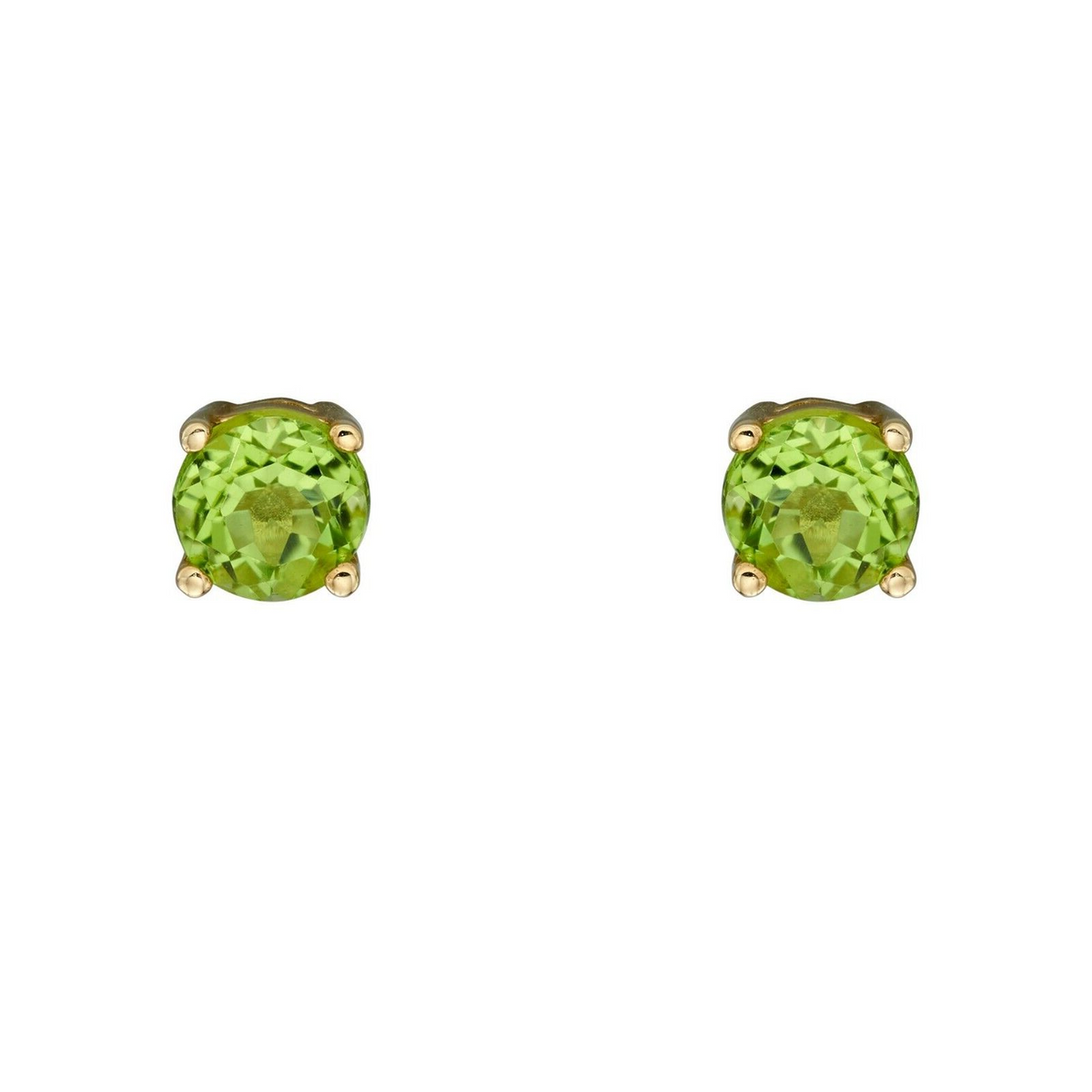 Natural Peridot August Stud Earrings 9ct Yellow Gold 375 Hallmark British Made
