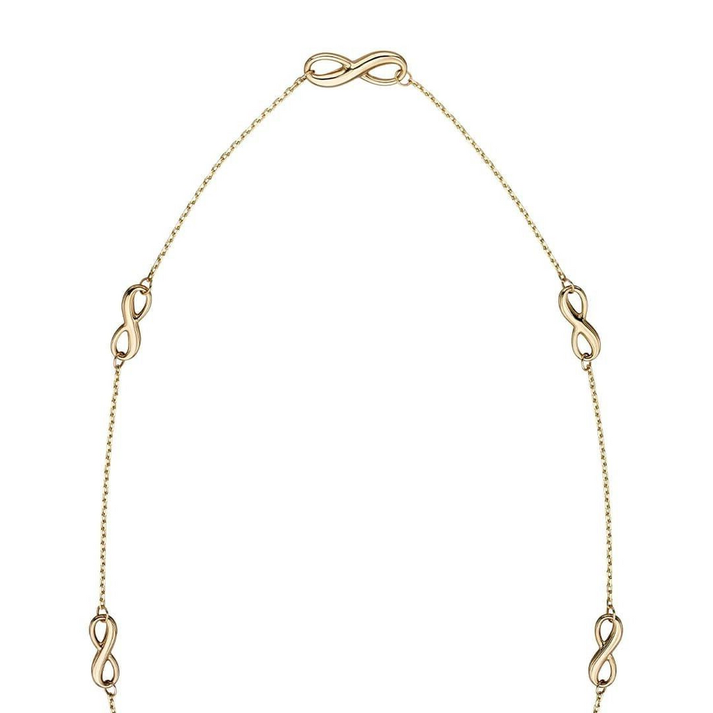 Infinity Station Necklace 9ct Yellow Gold 375 Hallmarked British Made 43cm