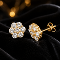 7 Stone Floral Stud Earrings 9ct Yellow Gold 375 Hallmarked Brand New Boxed