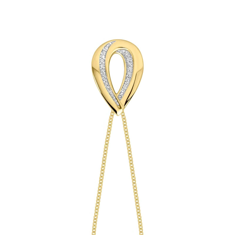 Statement Teardrop Diamond Pendant 9ct Yellow Gold 375 Hallmarked British Made