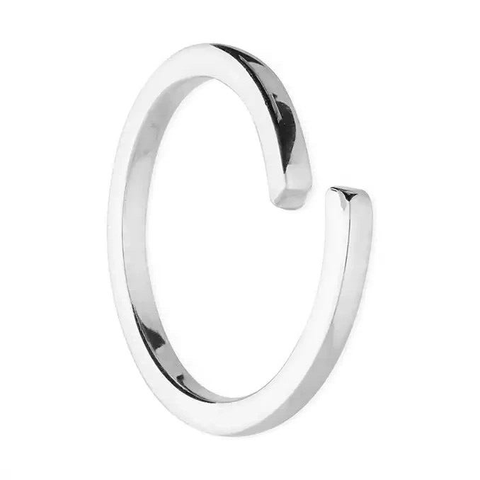 Square Cut Wrap Ring Sterling Silver 925 Hallmarked British Made Size L - Q