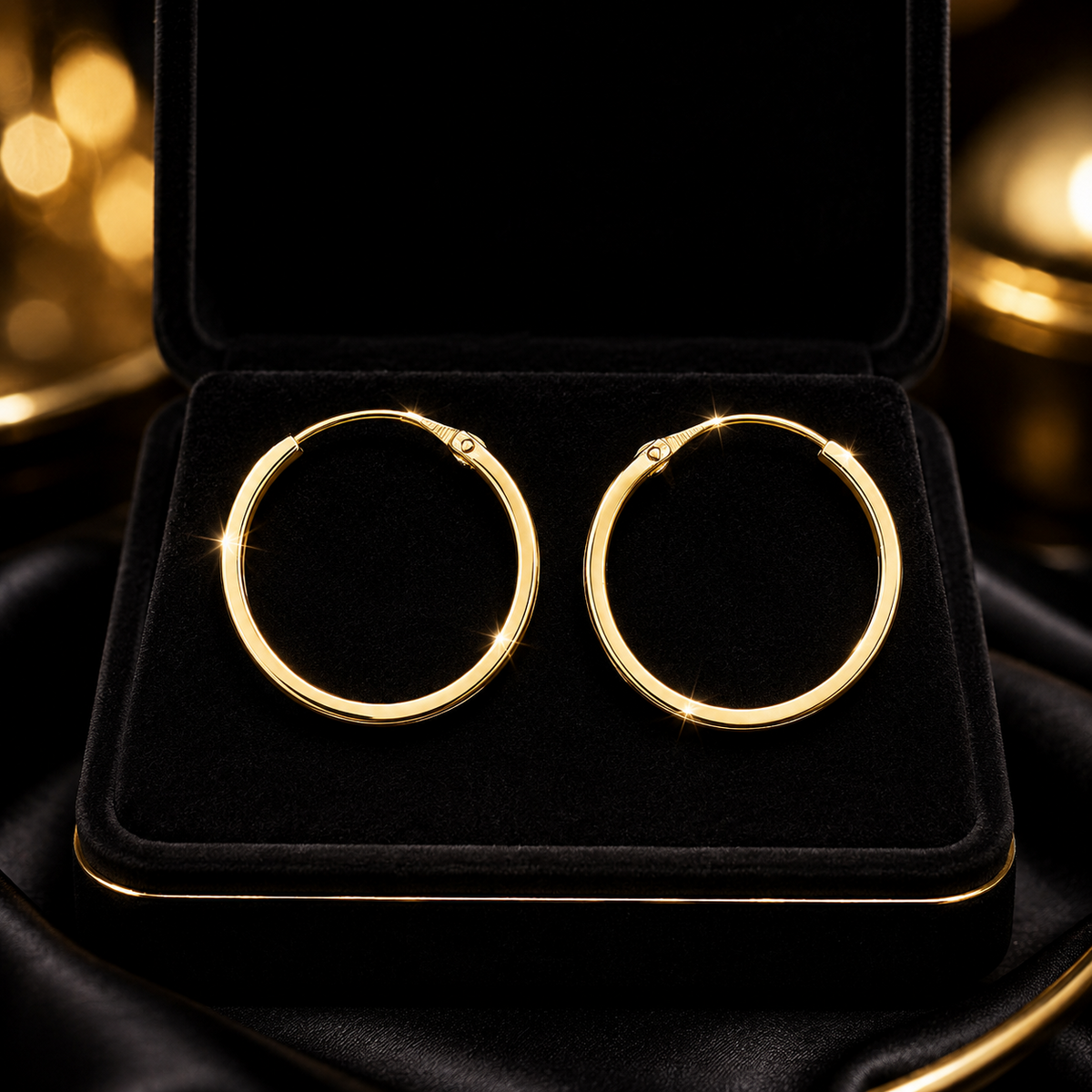 9ct Yellow Gold Sleeper Hoop Earrings 375 Hallmarked 8mm - 14mm Diameter