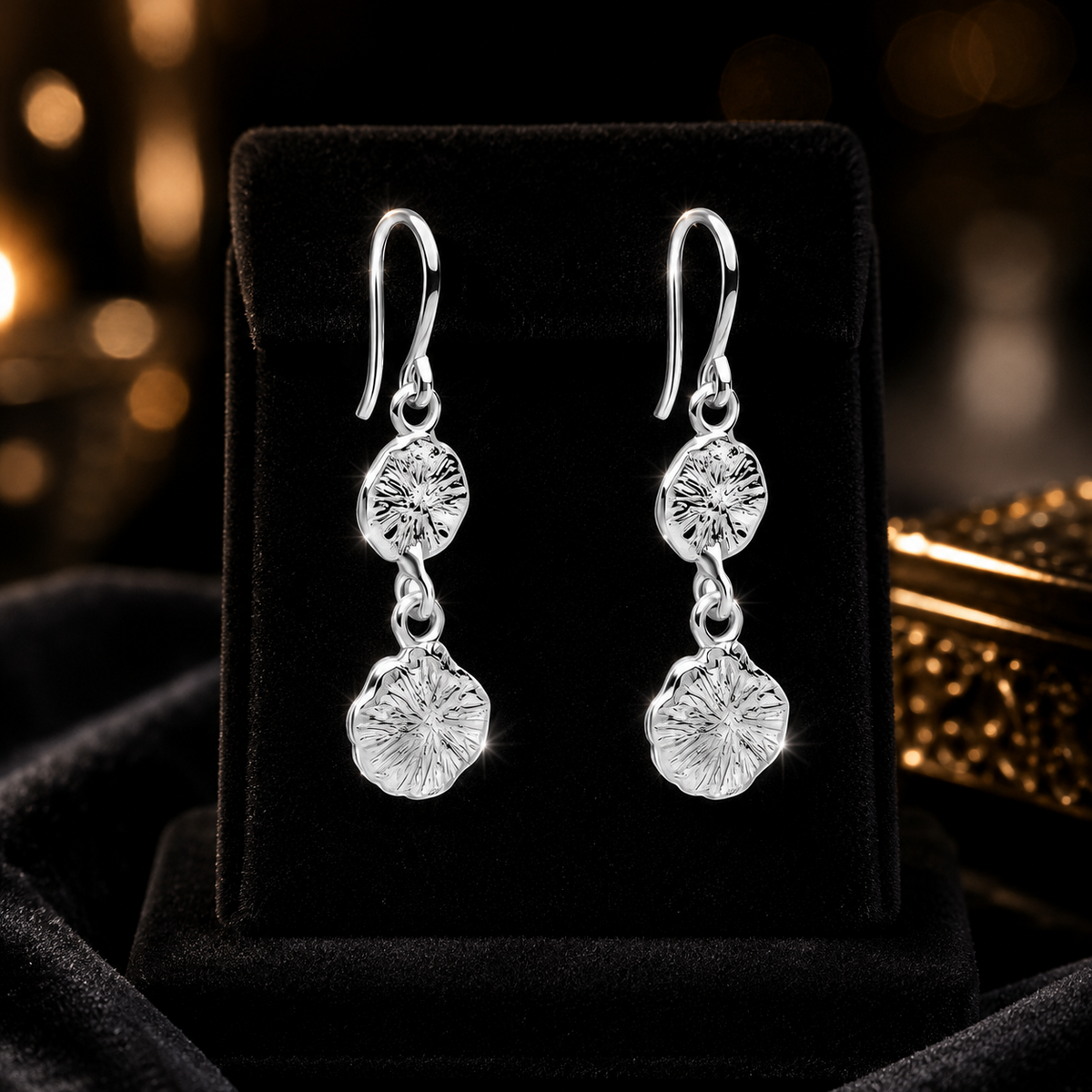 Spray Texture Drop Earrings Sterling Silver 925 Hallmarked Brand New Boxed