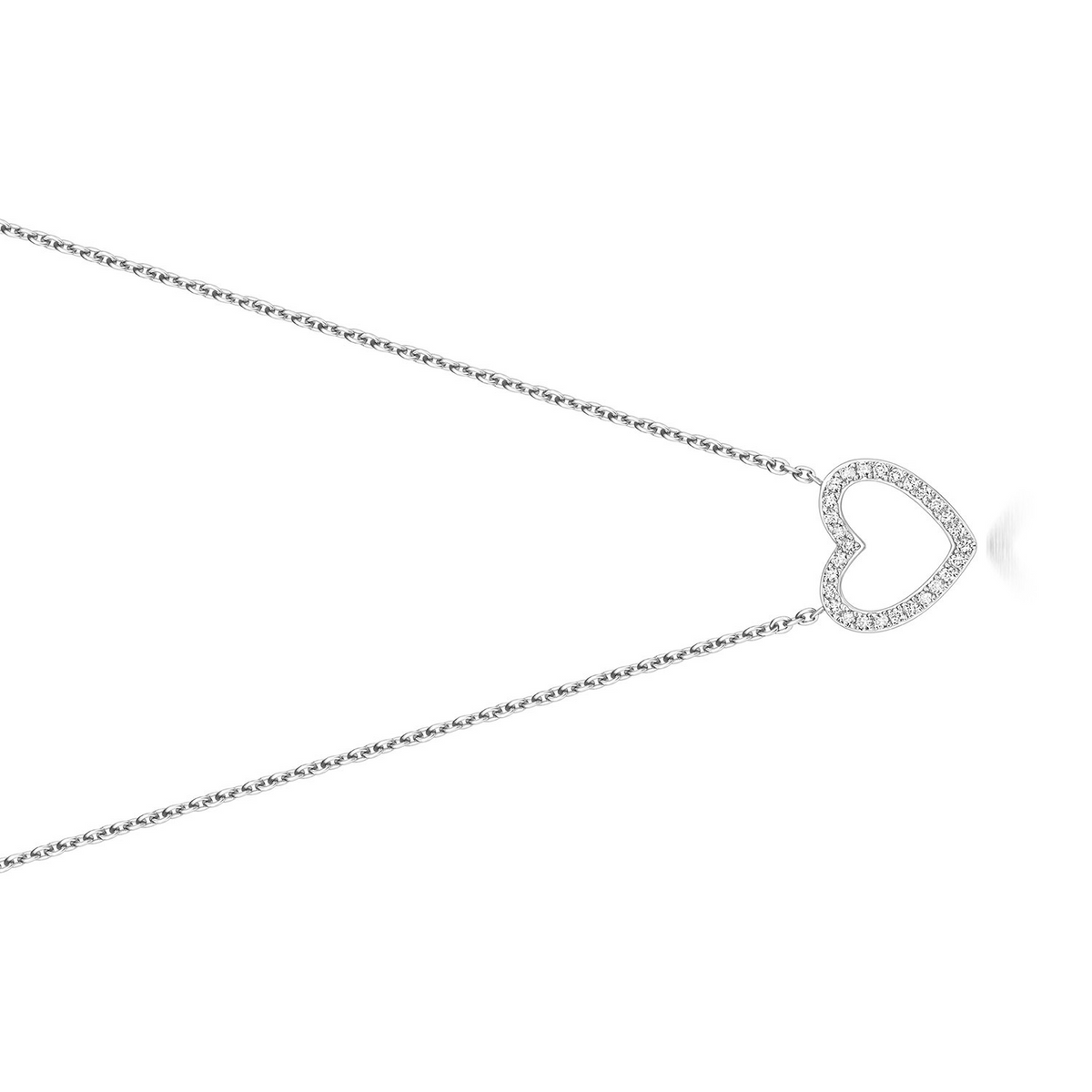 Statement Natural Diamond Heart Necklace 18ct White Gold Hallmarked British Made