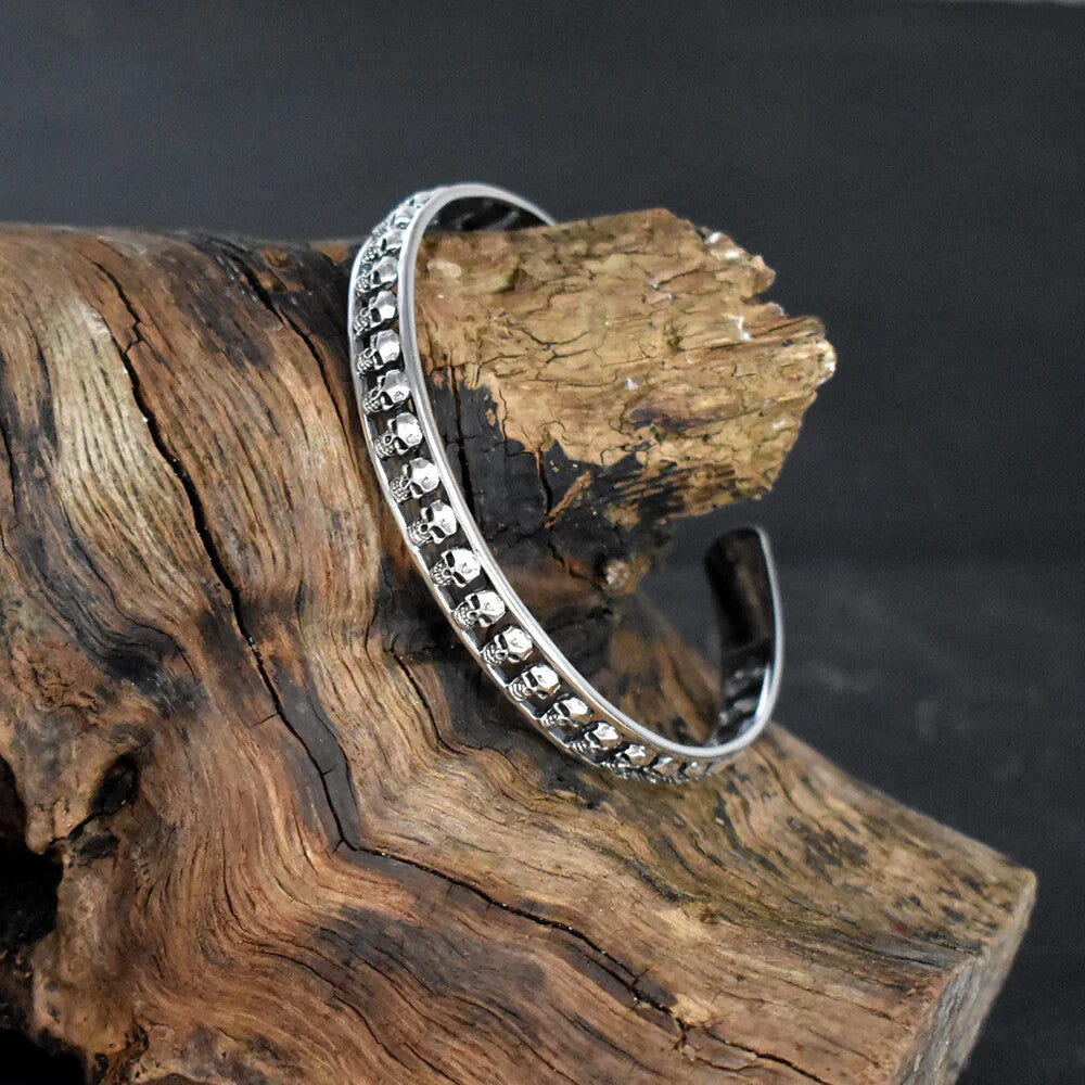 Sterling Silver Harley Skull Bangle British Made 925 Hallmarked Brand New Boxed