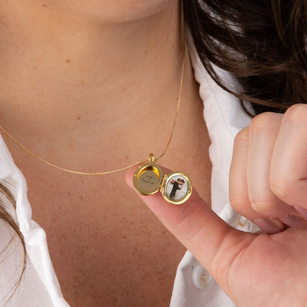 Small Oval Locket Yellow Gold Plated Hallmarked British Made All Chain Lengths