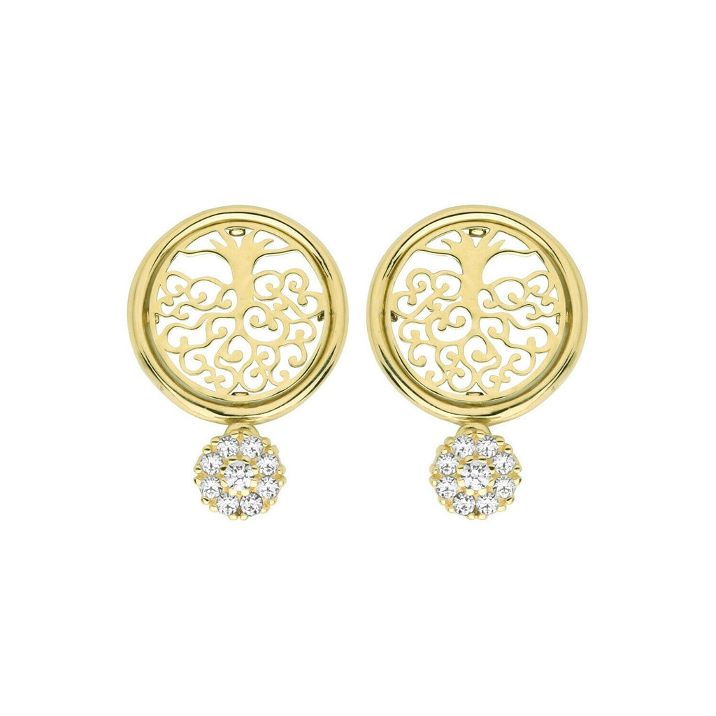 Tree Of Life Drop Earrings Hallmarked 9ct Yellow Gold British Made Brand New 