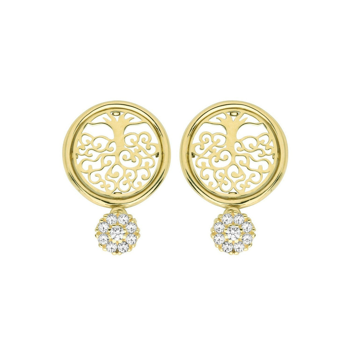 Tree Of Life Drop Earrings Hallmarked 9ct Yellow Gold British Made Brand New 