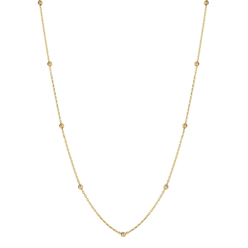 Fine Ball Station Chain Necklace 9ct Yellow Gold 375 Hallmarked British Made