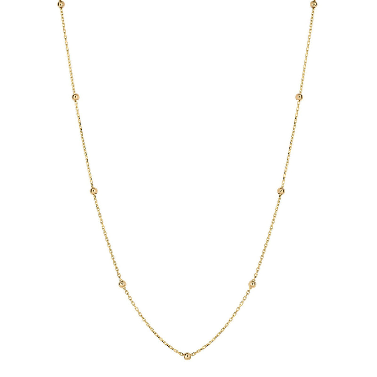 Fine Ball Station Chain Necklace 9ct Yellow Gold 375 Hallmarked British Made