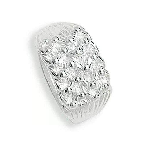 Four Row Keeper Ring Solid Sterling Silver 925 Hallmarked British Made L - Z