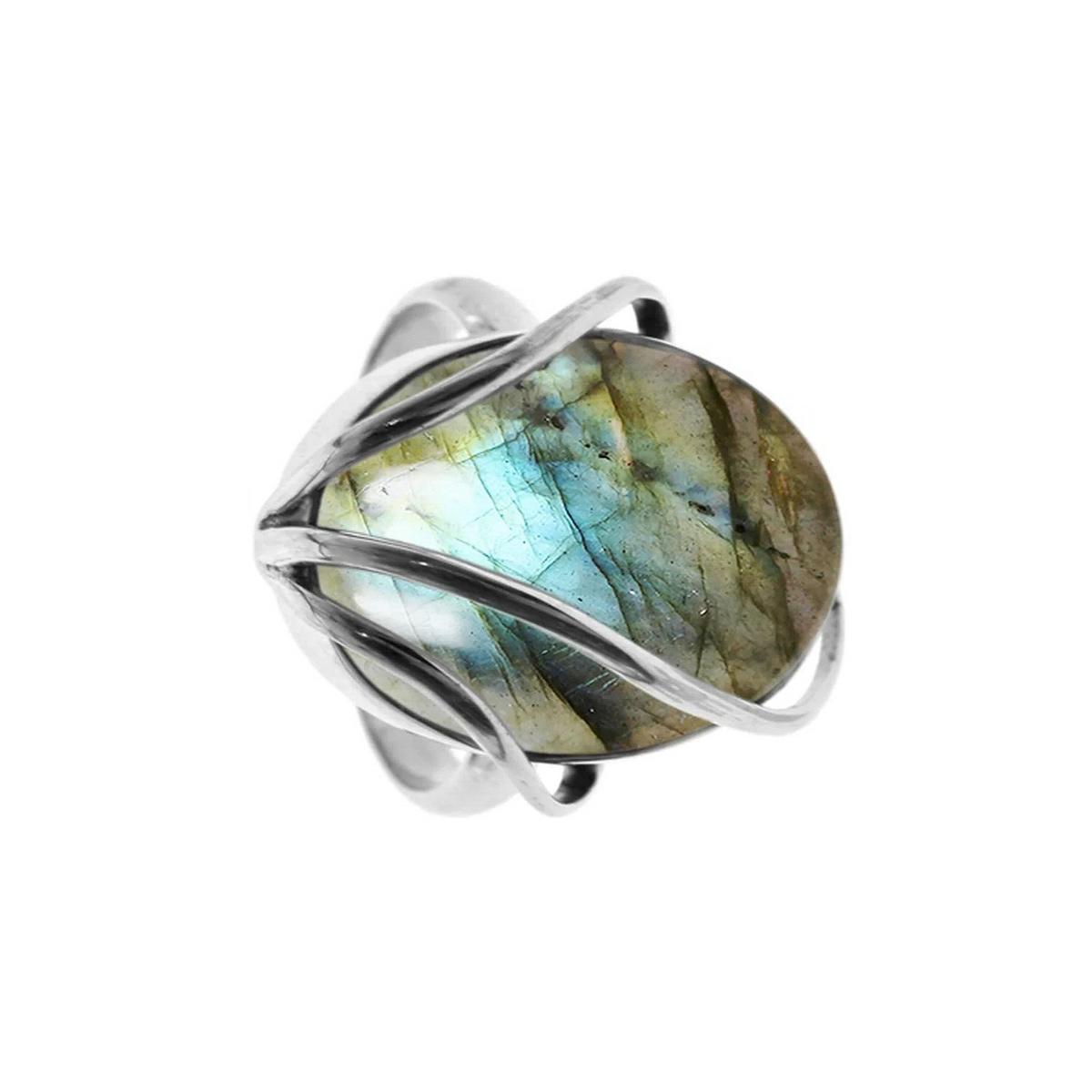 Vine Labradorite Ring Sterling Silver 925 Hallmarked British Made Size L - S