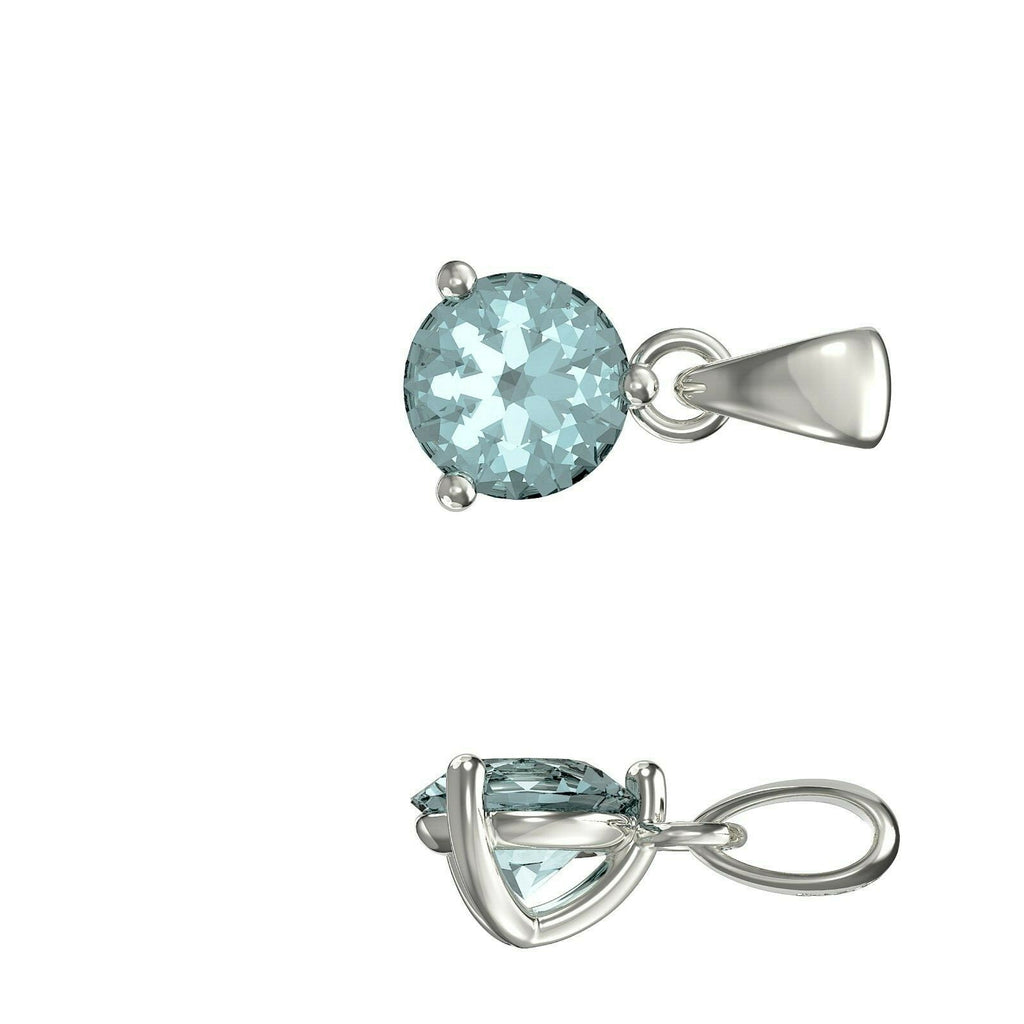 Sterling Silver Aquamarine Pendant Hallmarked British Made All Chain Lengths