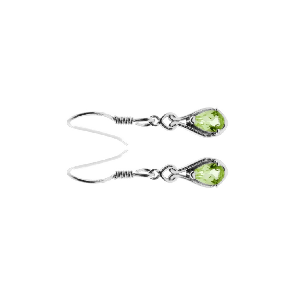 Natural Peridot Teardrop Drop Earrings Sterling Silver 925 Hallmarked Brand New
