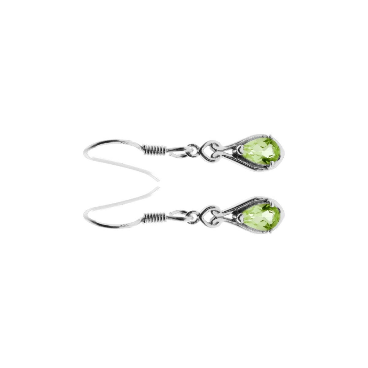 Natural Peridot Teardrop Drop Earrings Sterling Silver 925 Hallmarked Brand New