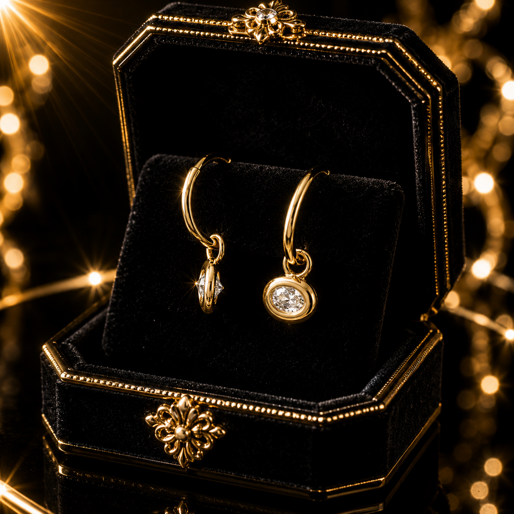8mm 9ct Yellow Gold Charm Hoop Earrings British Made 375 Hallmarked Brand New