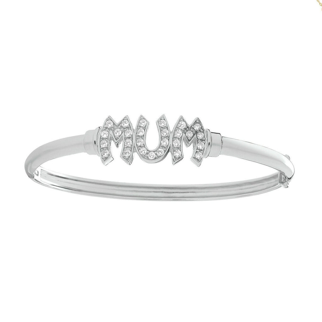 Mum Gemstone Bangle Sterling Silver 925 Hallmarked British Made (Mothers Day)