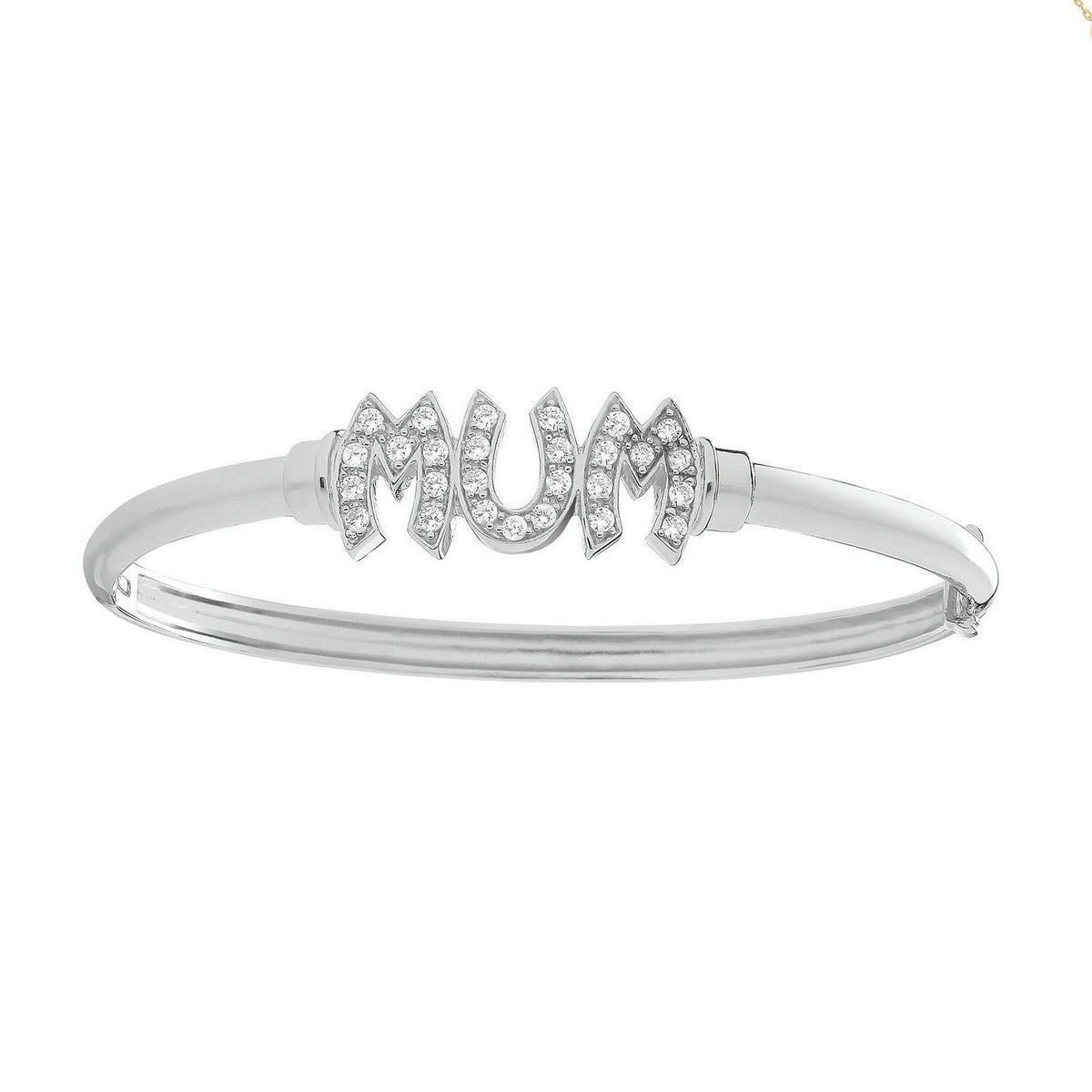 Mum Gemstone Bangle Sterling Silver 925 Hallmarked British Made (Mothers Day)