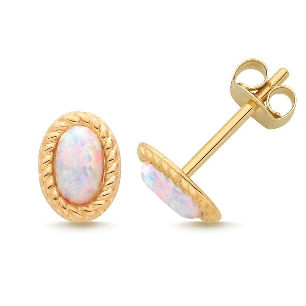 Vintage Halo Opal Stud Earrings 9ct Yellow Gold 375 Hallmarked Brand OpNew Boxed