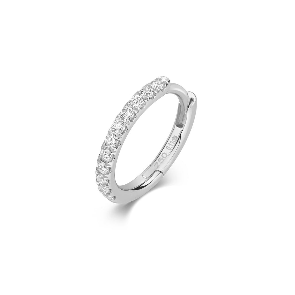 9.7mm 11 Natural Diamond Hoop Earring 18ct White Gold Hallmarked British Made